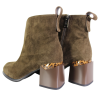 Botki Damskie Vinceza 66811 Skóra Camel Zamszowe Na Klocku