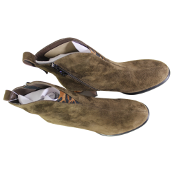 Botki Damskie Vinceza 66811 Skóra Camel Zamszowe Na Klocku