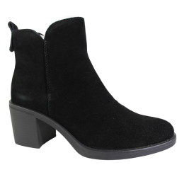 Botki Damskie Sergio Leone BT25321-S Skóra Czarny Zamsz Na Klocku