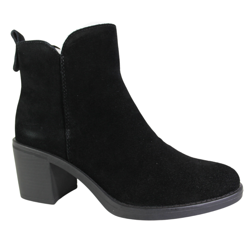 Botki Damskie Sergio Leone BT25321-S Skóra Czarny Zamsz Na Klocku