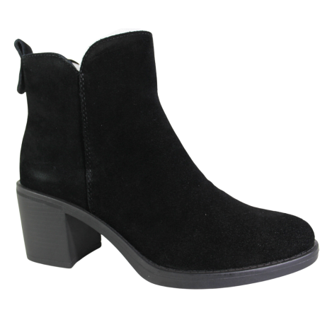Botki Damskie Sergio Leone BT25321-S Skóra Czarny Zamsz Na Klocku