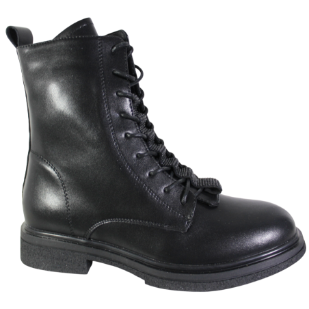 Botki Damskie Filippo DBT7250 Skóra Czarne Lico Płaskie