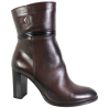 Botki Damskie Simen 8075A Skóra Brązowe Lico Na Słupku