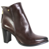 Botki Damskie Simen 8057A Skóra Brązowe Lico Na Słupku