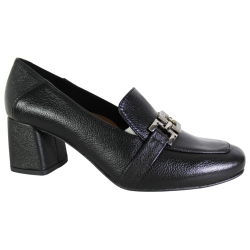 Półbuty Damskie Aga 01642 Skóra Czarne Lico Na Klocku