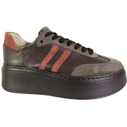 Sneakersy Damskie Kampa N1068S10 Skóra Brązowe Lico