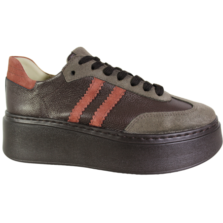 Sneakersy Damskie Kampa N1068S10 Skóra Brązowe Lico