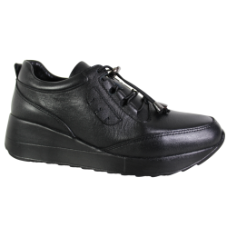 Sneakersy Damskie Artiker 57C2141 Skóra Czarne Lico Na Koturnie