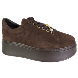 Sneakersy Damskie Karino 5815 Skóra Brązowe Zamszowe Czekoladowe