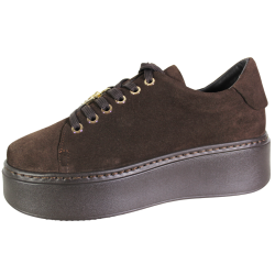 Sneakersy Damskie Karino 5815 Skóra Brązowe Zamszowe Czekoladowe