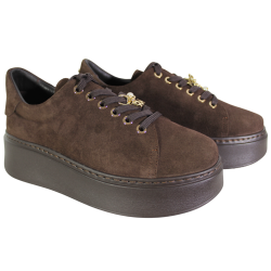 Sneakersy Damskie Karino 5815 Skóra Brązowe Zamszowe Czekoladowe