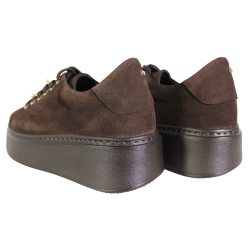 Sneakersy Damskie Karino 5815 Skóra Brązowe Zamszowe Czekoladowe