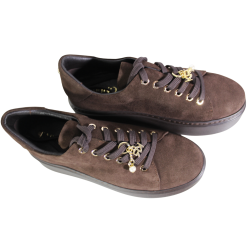 Sneakersy Damskie Karino 5815 Skóra Brązowe Zamszowe Czekoladowe