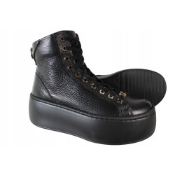 BOTKI SNEAKERSY CARINII B9254 SKÓRA CZARNE LICO