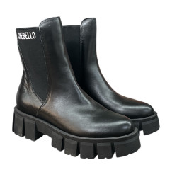 Botki Damskie CheBello 3018 Skóra Czarne Lico