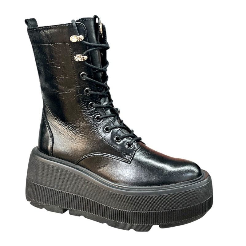 Botki Damskie Carinii B9338 R.37 Skóra Czarne Lico Platforma