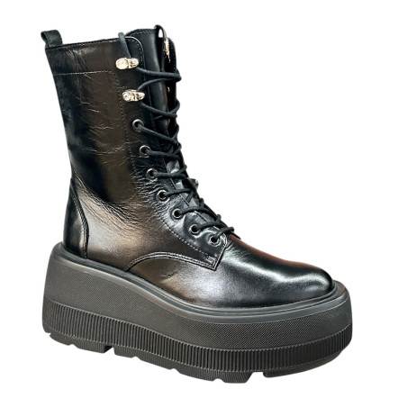 Botki Damskie Carinii B9338 R.37 Skóra Czarne Lico Platforma