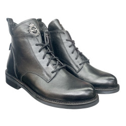 Botki Damskie Nessi 62819 Skóra Czarne Lico