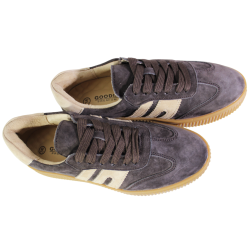 Półbuty Sneakersy Damskie Goodin GD-LX1074 Skóra Brąz Zamsz Czekoladowe