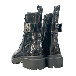 Botki Damskie C&M 9032 Czarny Lakier Ocieplane
