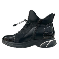 Sneakersy Damskie Purlina HJ32-30-38 Czarne Ocieplane Botki Sportowe Na Platformie