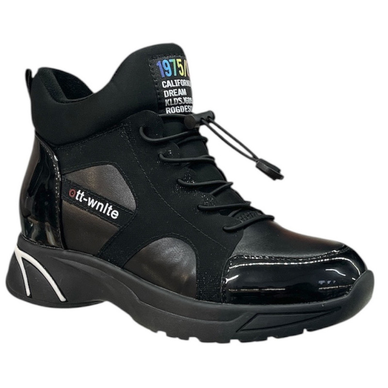 Sneakersy Damskie Purlina HJ32-30-38 Czarne Ocieplane Botki Sportowe Na Platformie