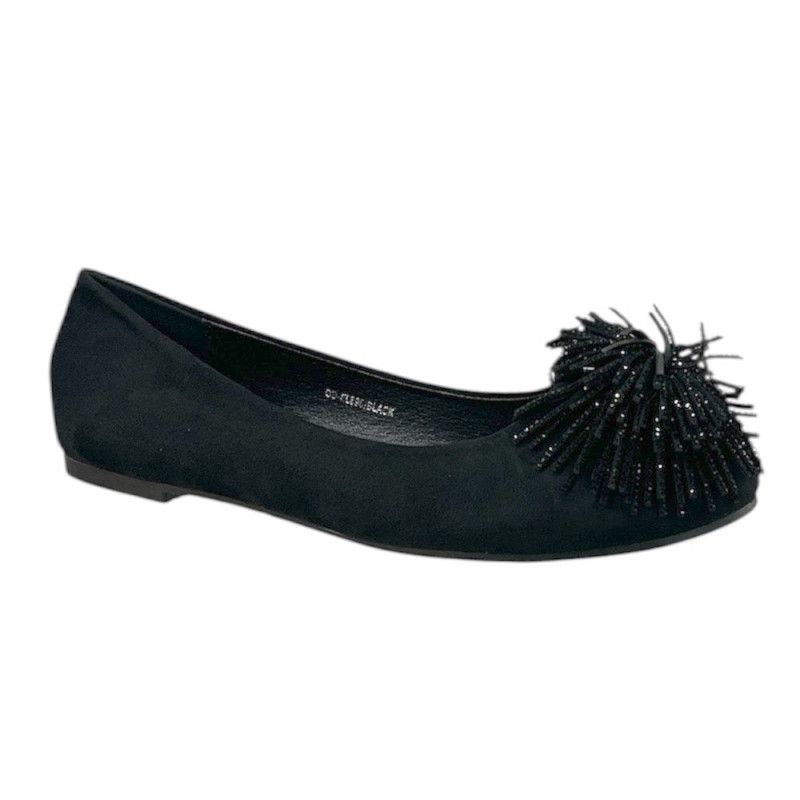 Baleriny Damskie Goodin GD-FL896 Czarne Z Cyrkoniami Wygodne
