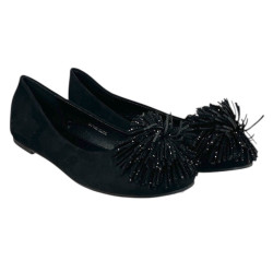 Baleriny Damskie Goodin GD-FL896 Czarne Z Cyrkoniami Wygodne