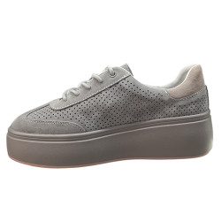 Sneakersy Półbuty Damskie GOODIN GD-XF-218 Skóra Szary Zamsz