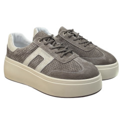 Sneakersy Półbuty Damskie GOODIN GD-XF-218 Skóra Brąz Zamsz