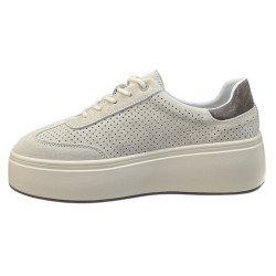 Sneakersy Półbuty Damskie GOODIN GD-XF-218 Skóra Beż Zamsz