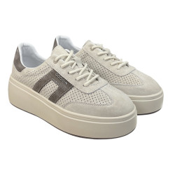 Sneakersy Półbuty Damskie GOODIN GD-XF-218 Skóra Beż Zamsz
