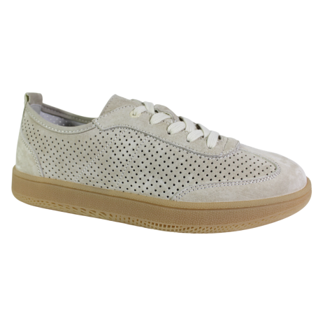 Sneakersy damskie GOODIN GD-XF-222 skóra naturalna zamszowe beżowe ażurowe