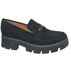 Półbuty Damskie Mokasyny Ideal Shoes 1718 Czarne Zamsz