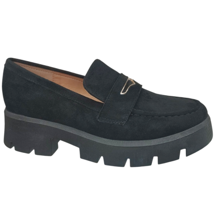 Półbuty Damskie Mokasyny Ideal Shoes 1718 Czarne Zamsz