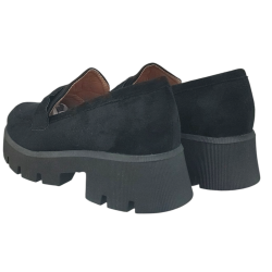 Półbuty Damskie Mokasyny Ideal Shoes 1718 Czarne Zamsz