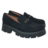 Półbuty Damskie Mokasyny Ideal Shoes 1718 Czarne Zamsz