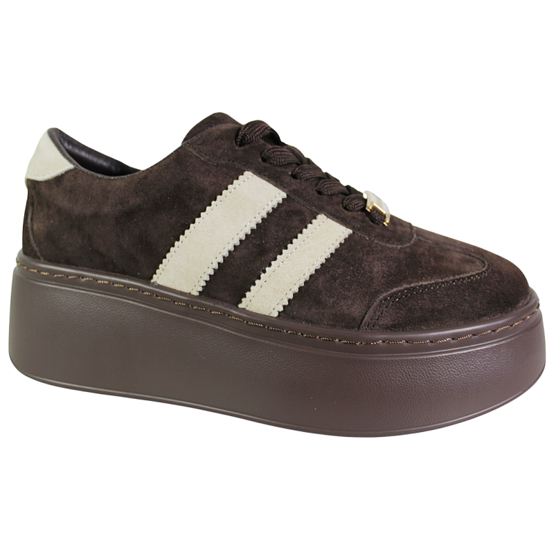Sneakersy damskie GOODIN GD-XW-1044 skóra naturalna czekoladowe zamszowe