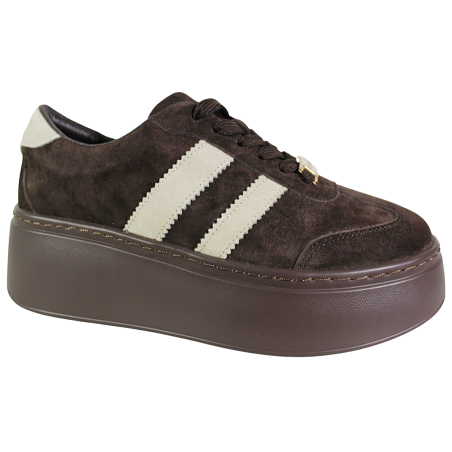Sneakersy damskie GOODIN GD-XW-1044 skóra naturalna czekoladowe zamszowe