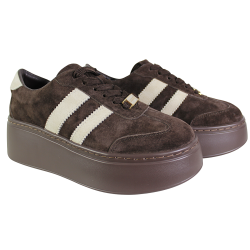 Sneakersy damskie GOODIN GD-XW-1044 skóra naturalna czekoladowe zamszowe