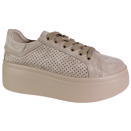 Sneakersy damskie GOODIN GD-LX1196 skóra naturalna beżowe zamszowe