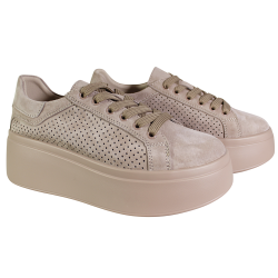 Sneakersy damskie GOODIN GD-LX1196 skóra naturalna beżowe zamszowe