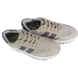 Sneakersy damskie GOODIN GD-LX1157 skóra naturalna zamszowe beżowe
