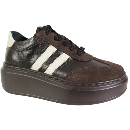 Sneakersy Simen 7874A skóra brązowe damskie