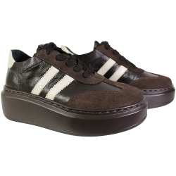 Sneakersy Simen 7874A skóra brązowe damskie