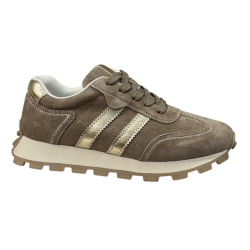 Półbuty Sneakersy Damskie Barski LR61-7097 Skóra Naturalna Beżowy Zamsz