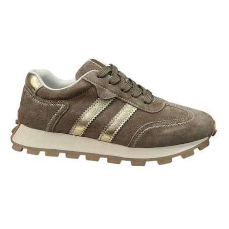 Półbuty Sneakersy Damskie Barski LR61-7097 Skóra Naturalna Beżowy Zamsz