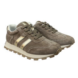 Półbuty Sneakersy Damskie Barski LR61-7097 Skóra Naturalna Beżowy Zamsz