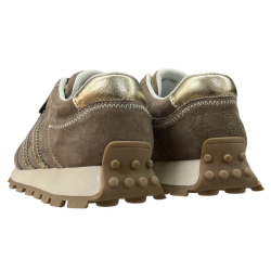 Półbuty Sneakersy Damskie Barski LR61-7097 Skóra Naturalna Beżowy Zamsz