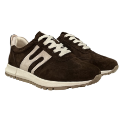 Półbuty Sneakersy Damskie Goodin GD-XW-1054 Skóra Czekoladowy Zamsz